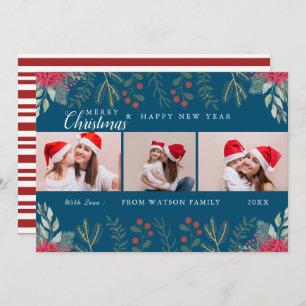 Red & White Candy Cane Holiday Photo Collage Card