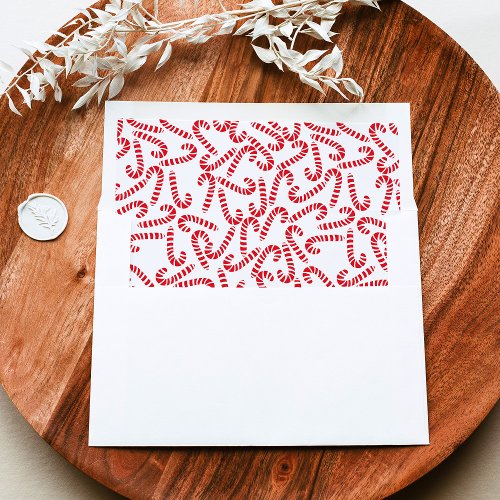 Red  White Candy Cane Pattern Christmas Envelope Liner