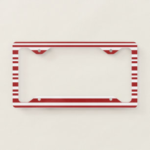 Red White Candy Cane Patterns Horizontal Stripes License Plate Frame
