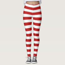 red white candy cane stripes christmas pattern leggings