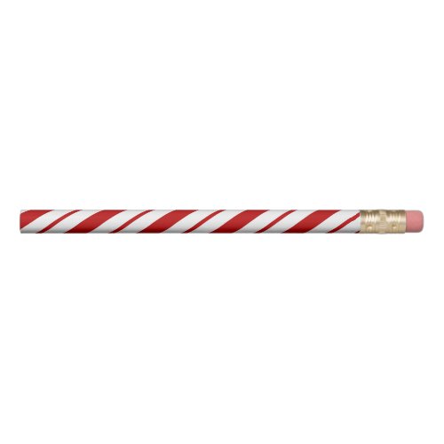 Red  White Candy Cane Stripes Christmas Pencil