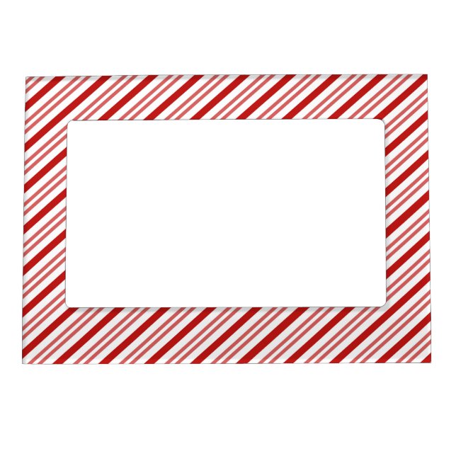 Red, White Candy Cane Stripes Elegant Modern, Fun Magnetic Frame (Front)