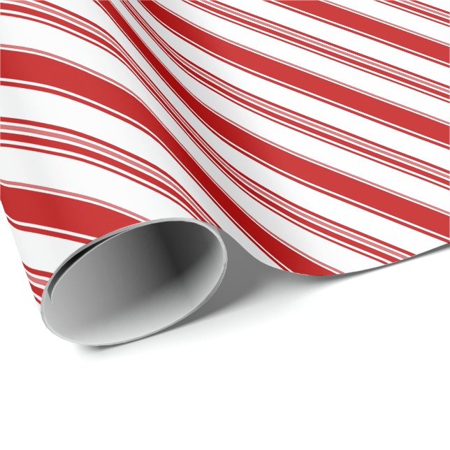 Red & White Candy Cane Stripes (large scale) Wrapping Paper (Roll Corner)