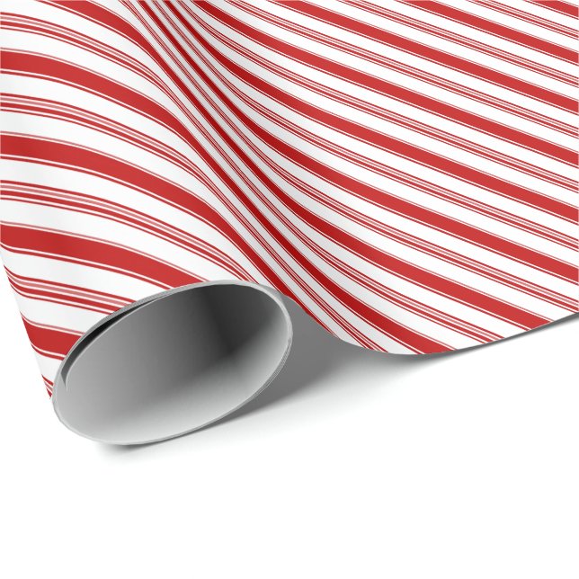 Red & White Candy Cane Stripes (small scale) Wrapping Paper (Roll Corner)