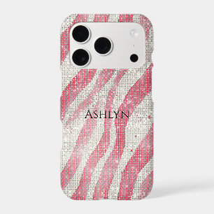Red White Candy Cane Stripes Sparkle iPhone 17 Pro Case