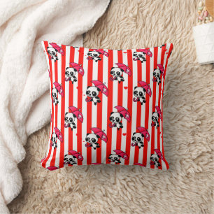 Red White Candy Striped Throw Pillow