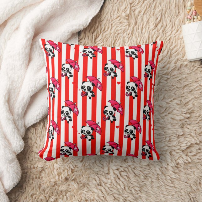 Red White Candy Striped Throw Pillow (Blanket)