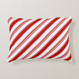 Red & White Candy Stripes (large scale) Accent Pillow