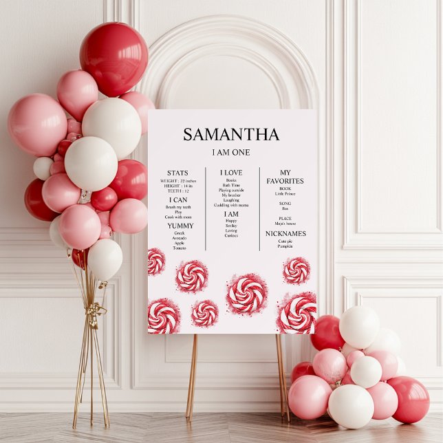 Red & White Candy Winter Birthday Baby  Foam Board (Creator Uploaded)