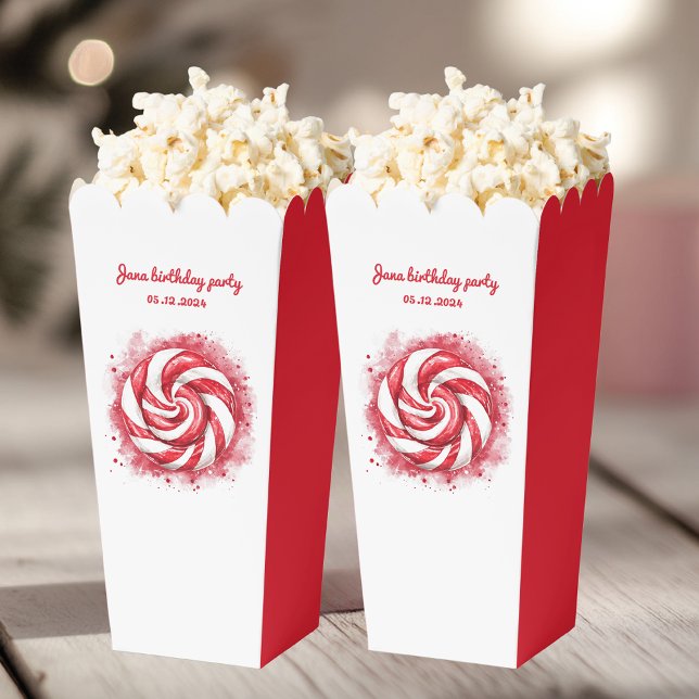 Red & White Candy Winter Birthday  Favor Boxes (Creator Uploaded)