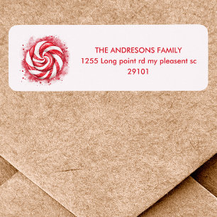 Red & White Candy Winter Birthday Label