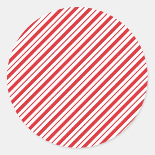 Red White Candycane Stripes Holiday Christmas Classic Round Sticker