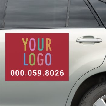 Red & White Car Magnet Custom Logo Business Sign by MISOOK at Zazzle
