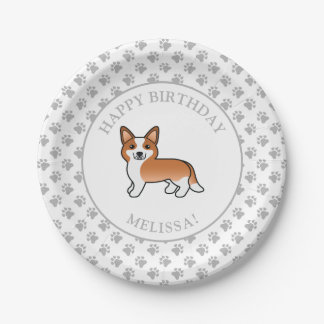 Red &amp; White Cardigan Welsh Corgi Birthday Party Paper Plates