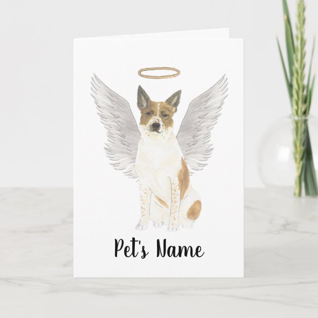 Red & White Cattledog Heeler Sympathy Memorial Card (Front)