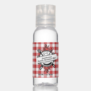 Red White Check Barbecue Cookout Family Reunion  Hand Sanitizer