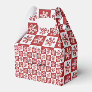 Red/white check snowflake pattern favor boxes
