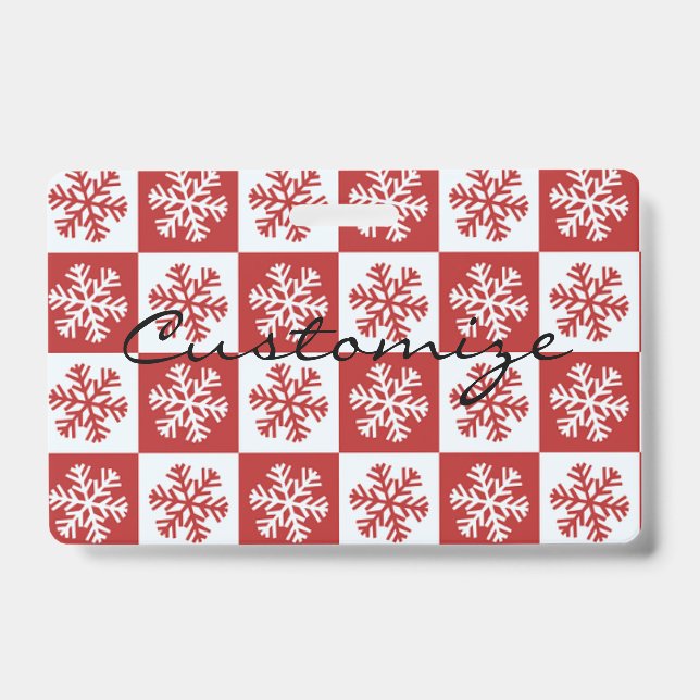Red/white check snowflake pattern Thunder_Cove Badge (Front)