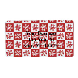 Red/white check snowflake pattern Thunder_Cove Label