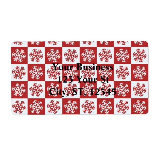 Red/white check snowflake pattern Thunder_Cove Label (Front)