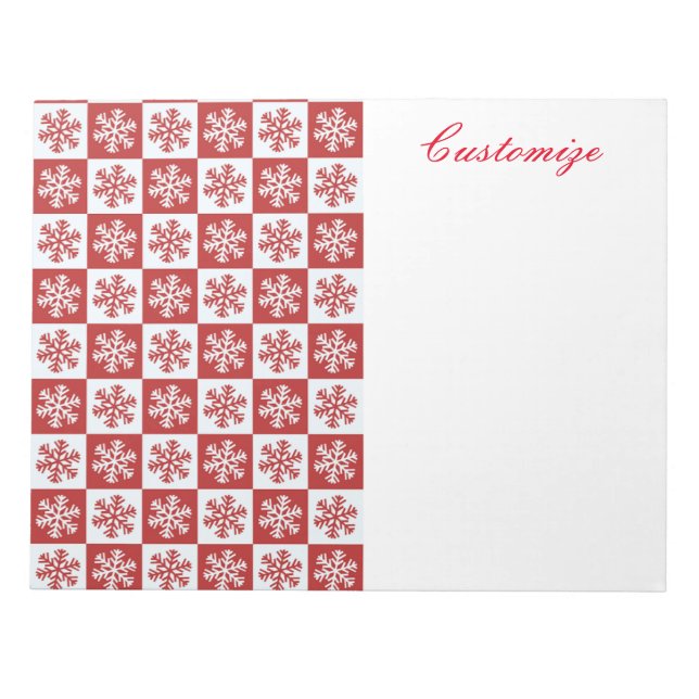 Red/white check snowflake pattern Thunder_Cove Notepad (Front)