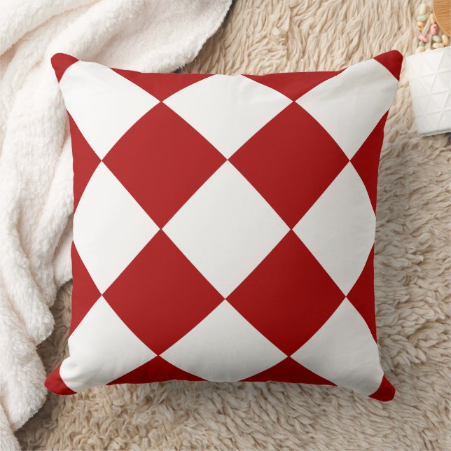 Red & White Checkboard Pattern Throw Pillow (Blanket)