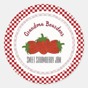 Red White Checked Strawberry Personalized Labels
