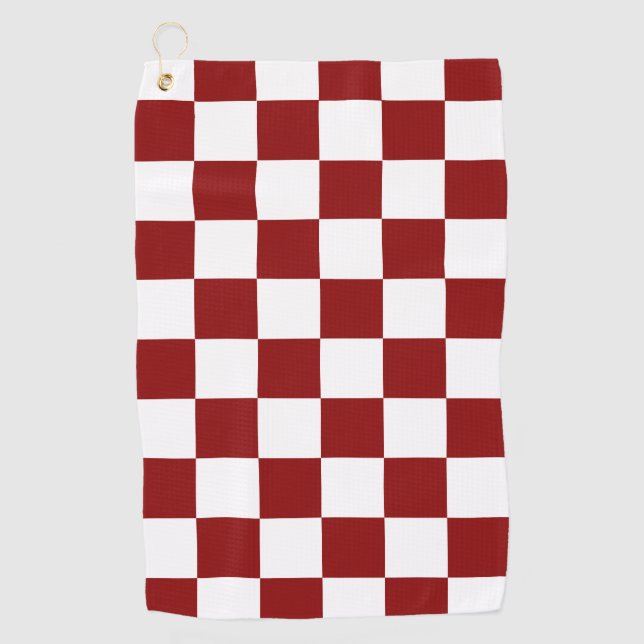 Red White Checker  Golf Towel (Front)
