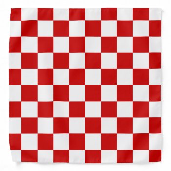 Red White Checkerboard Pattern Bandana by BestPatterns4u at Zazzle