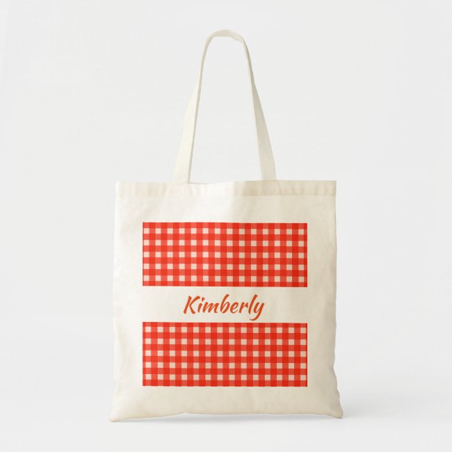 Red White Checkerboard Pattern Budget Tote Bag