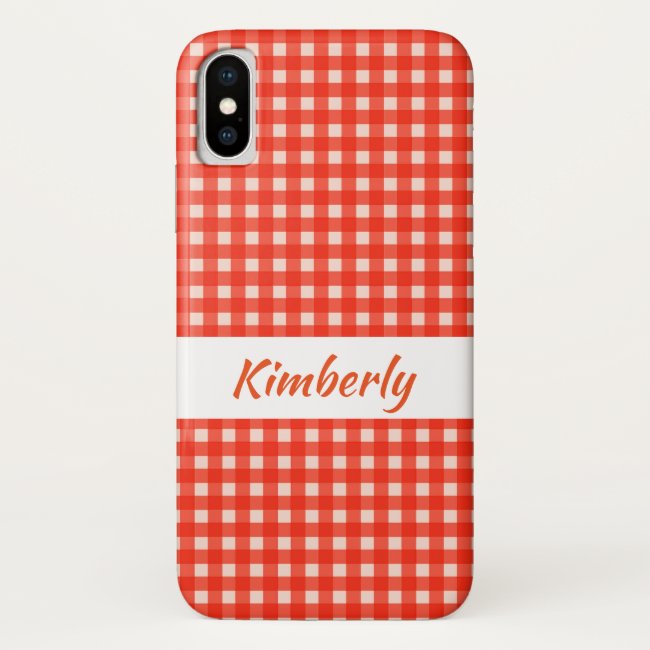 Red White Checkerboard Pattern iPhone X Case