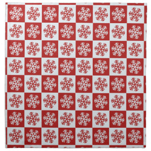 Red white checkerboard snowflake cloth napkins