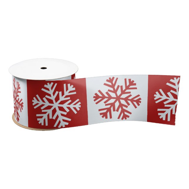 Red white checkerboard snowflake ribbon (Spool)