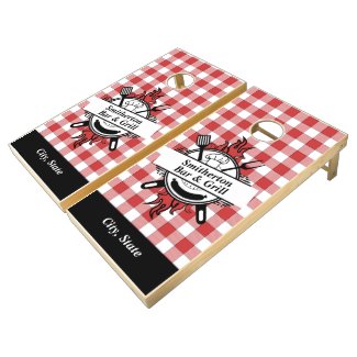 Red White Checkered Barbecue Bar Grill Family