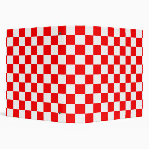 Red White Checkered Check Pattern 3 Ring Binder