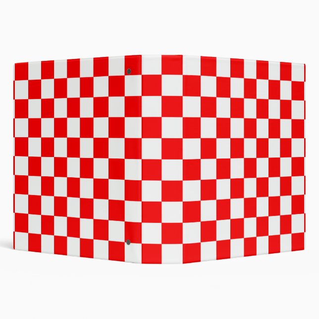 Red White Checkered Check Pattern 3 Ring Binder (Background)