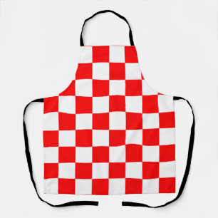 Red White Checkered Check Pattern Apron