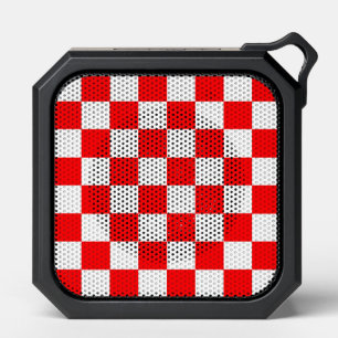 Red White Checkered Check Pattern Bluetooth Speaker
