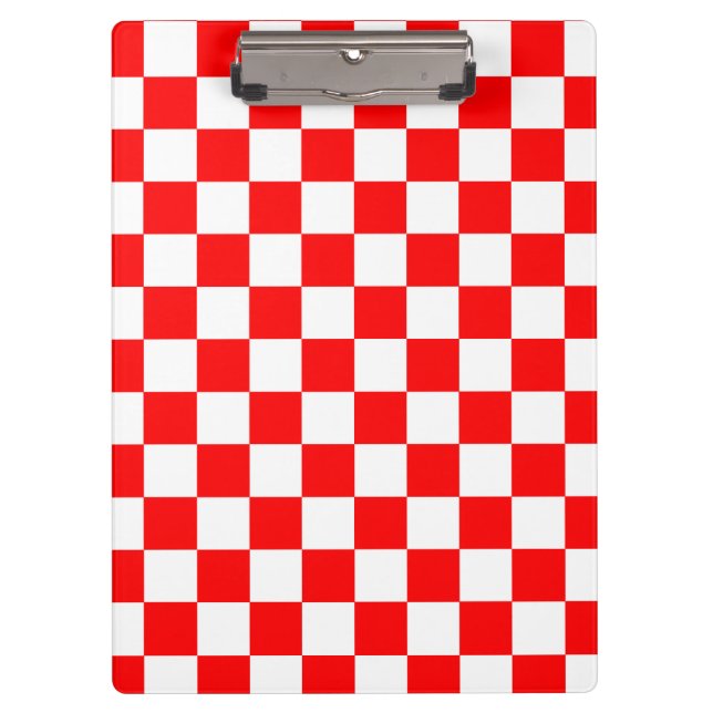 Red White Checkered Check Pattern Clipboard (Front)