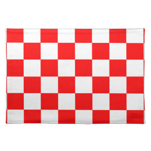 Red White Checkered Check Pattern Cloth Placemat
