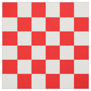 Red White Checkered Check Pattern Fabric