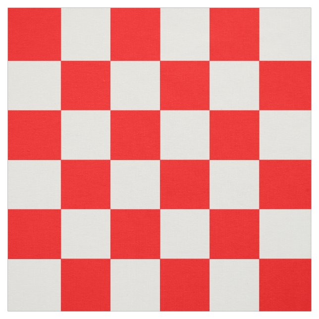 Red White Checkered Check Pattern Fabric (Swatch)
