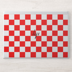 Red White Checkered Check Pattern HP Laptop Skin