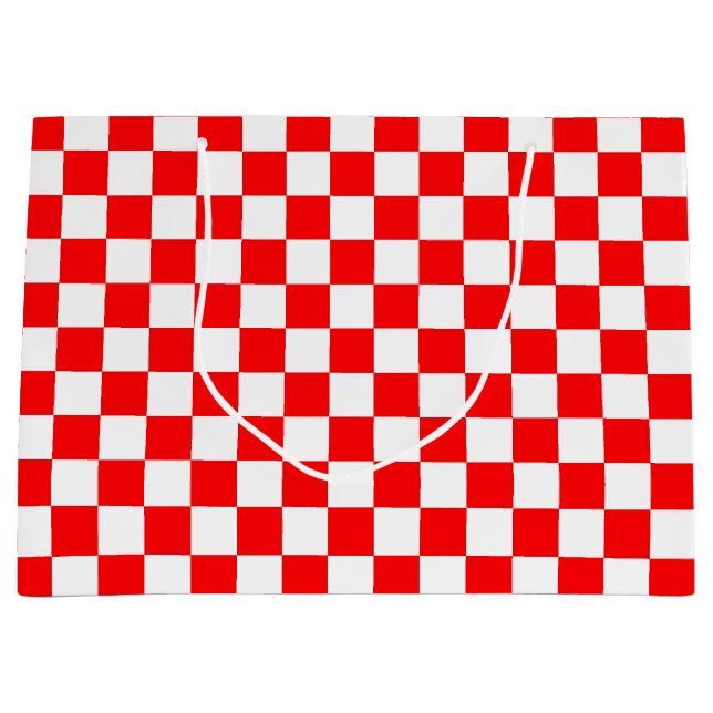 Red White Checkered Check Pattern Large Gift Bag (Front)