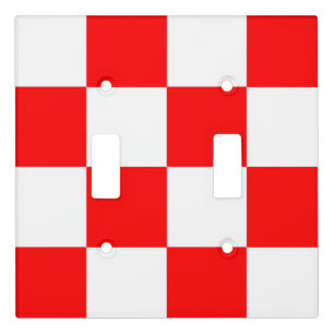 Red White Checkered Check Pattern Light Switch Cover