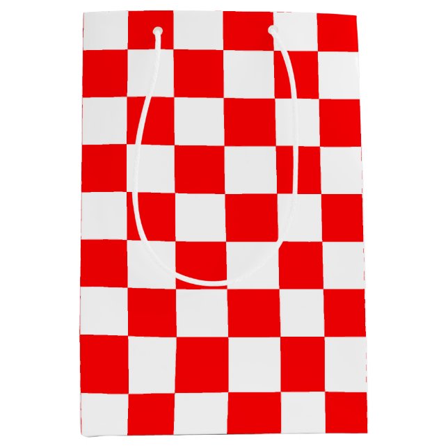 Red White Checkered Check Pattern Medium Gift Bag (Front)