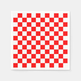 Red White Checkered Check Pattern Napkins