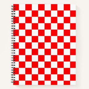 Red White Checkered Check Pattern Notebook