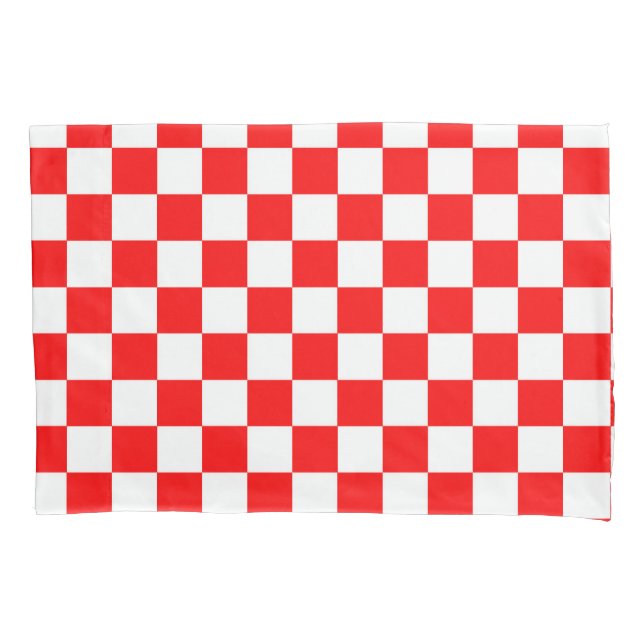 Red White Checkered Check Pattern Pillow Case (Front)