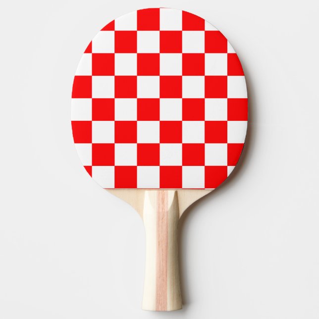 Red White Checkered Check Pattern Ping Pong Paddle (Front)